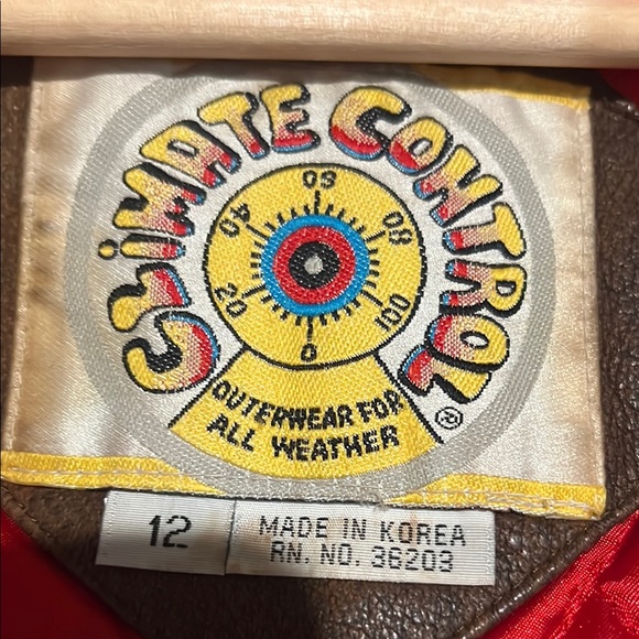 Vintage climate control Brown Leather Aviator Jacket with Patches - Picture 5 of 5